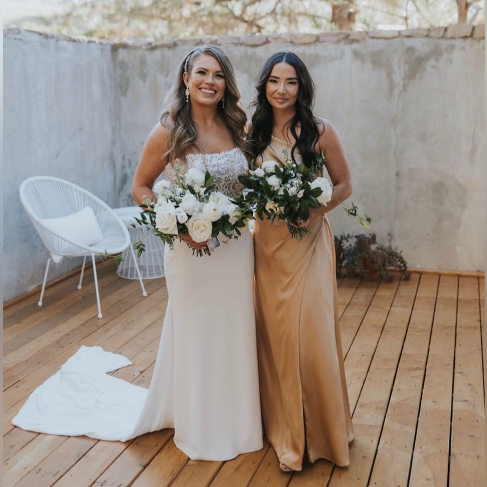 GALINA SIGNATURE Charmeuse Draped One-shoulder Bridesmaid Dress